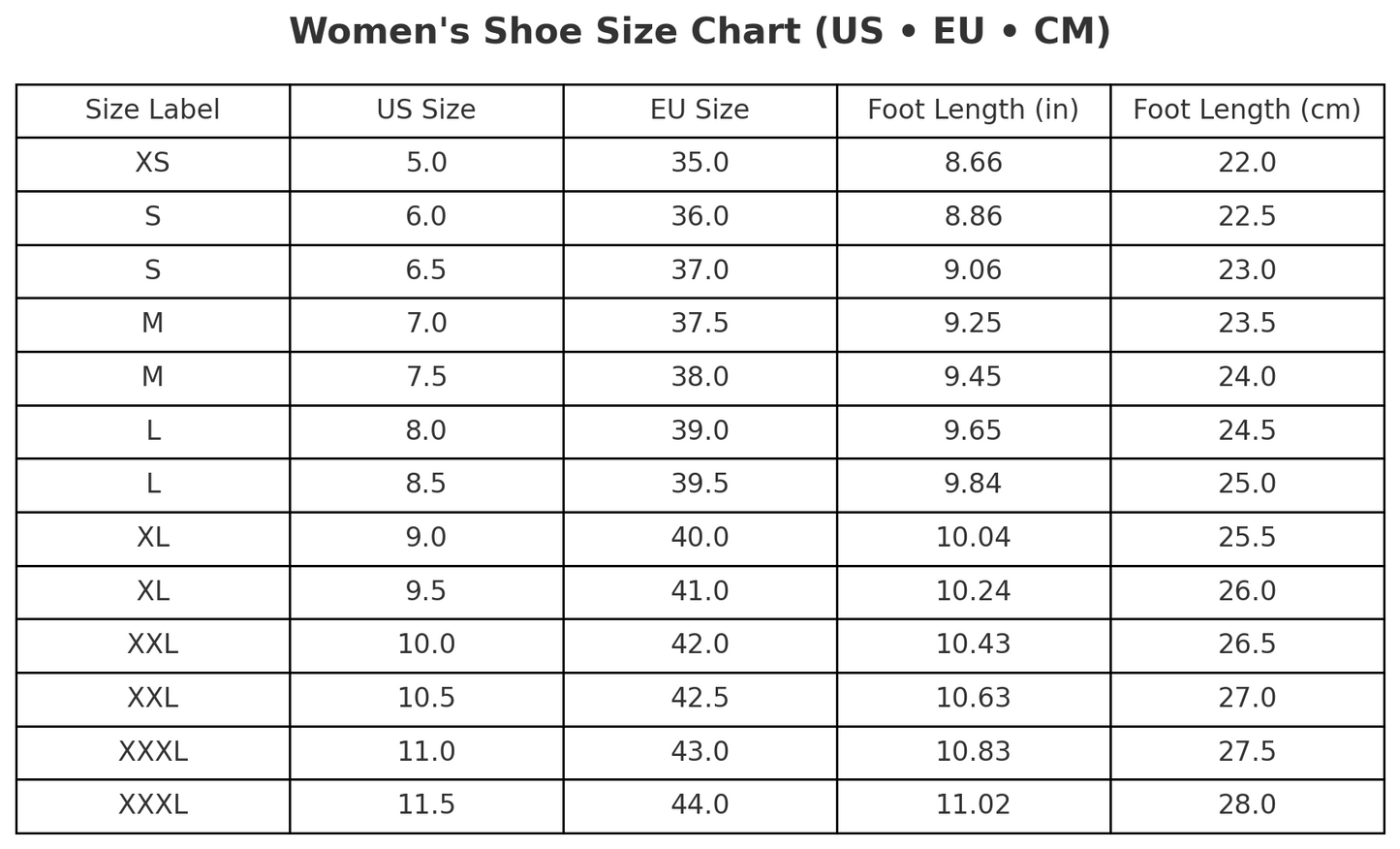 color_size chart