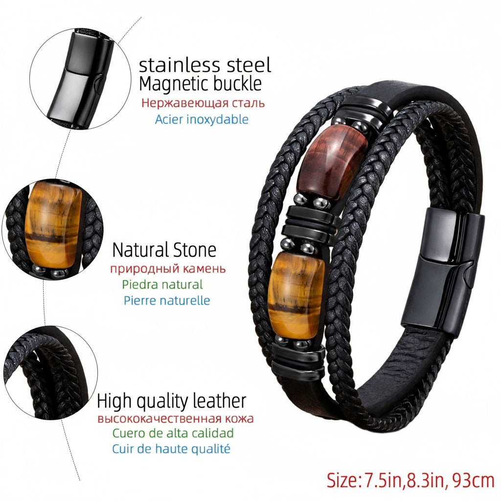 Bellamy Handmade Natural Stone Leather Bracelet