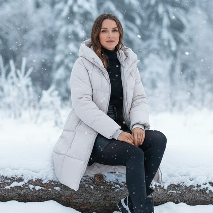 Evelyn Lang Ladies Long Hooded Puffer Coat