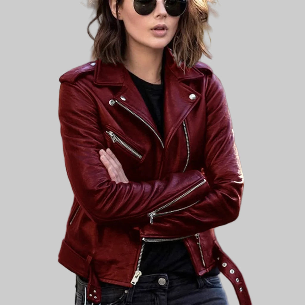 Caitlin Chic Rebel Faux Leather Zip Jacket