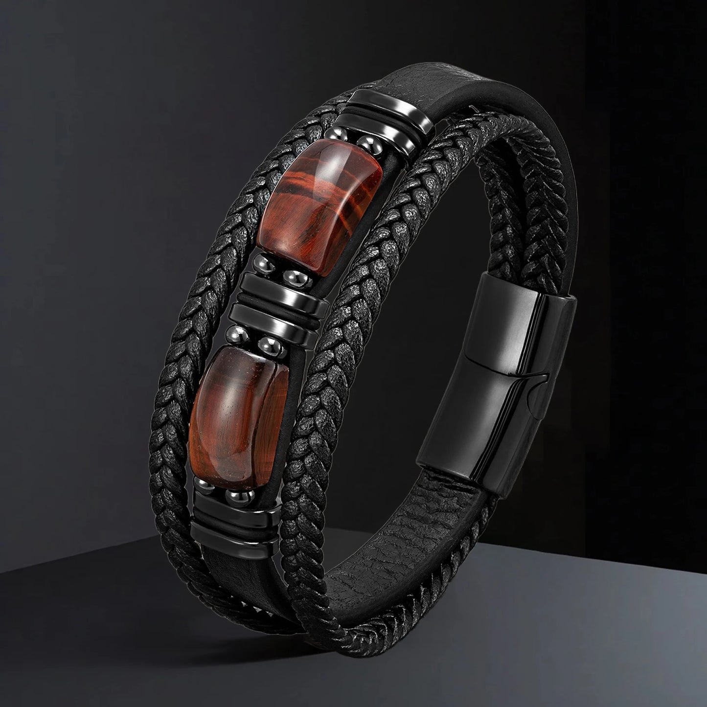 Bellamy Handmade Natural Stone Leather Bracelet