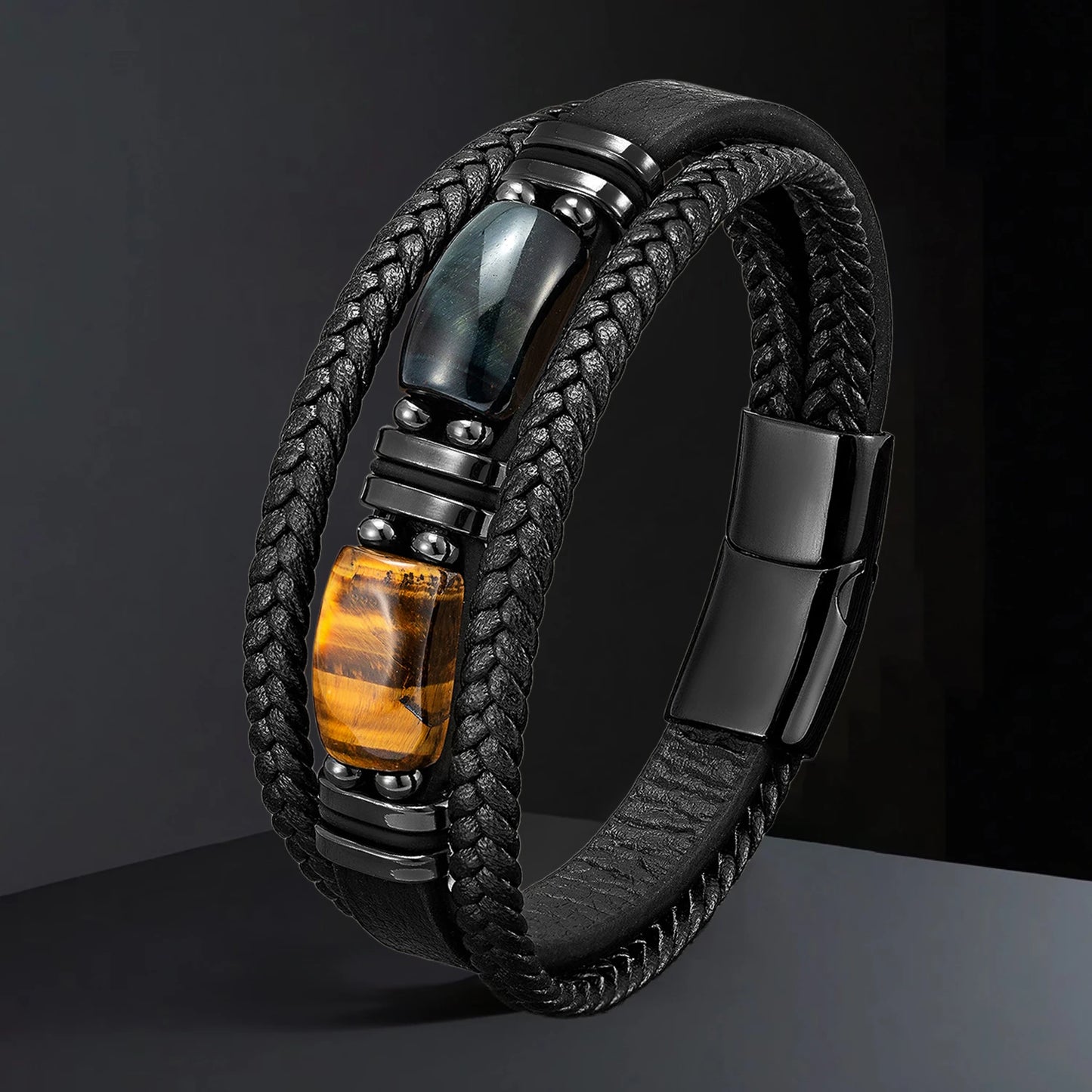 Bellamy Handmade Natural Stone Leather Bracelet