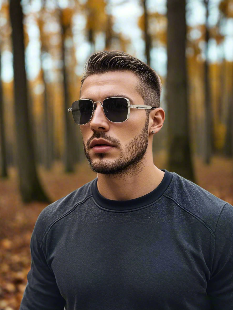 Man wearing sunglasses on a city street
