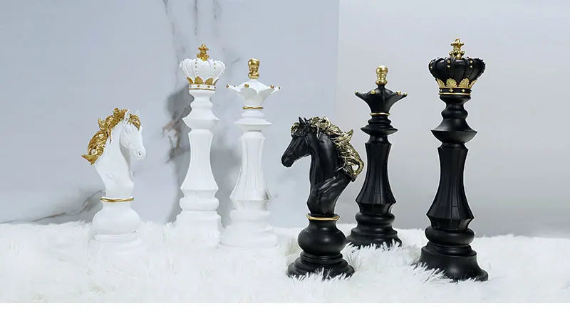 Kasparov Chess Home Figurines: King, Queen, Knight Statue Collection