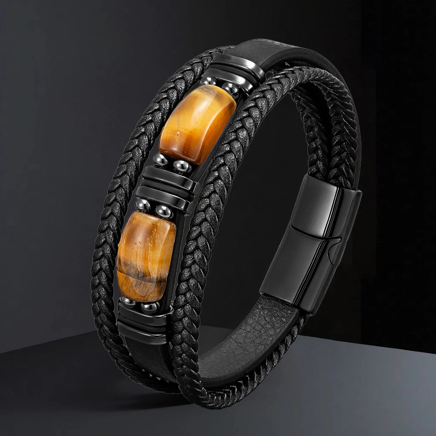 Bellamy Handmade Natural Stone Leather Bracelet
