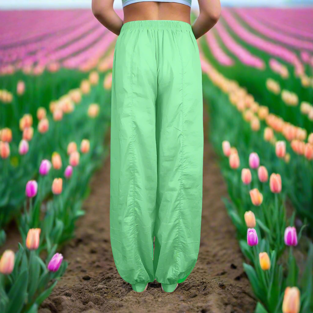 Green pants on a white background