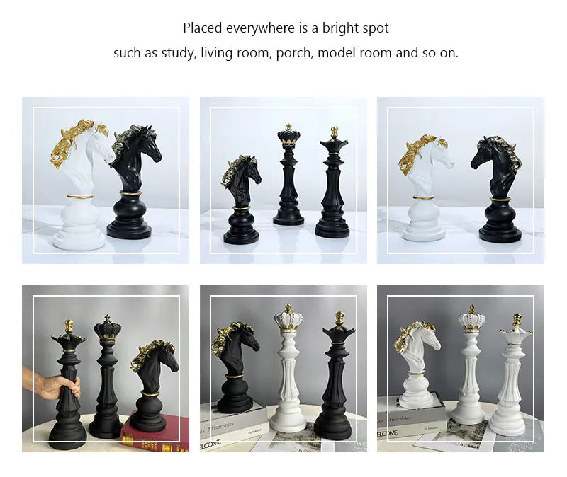 Set of decorative chess pieces on a white background
