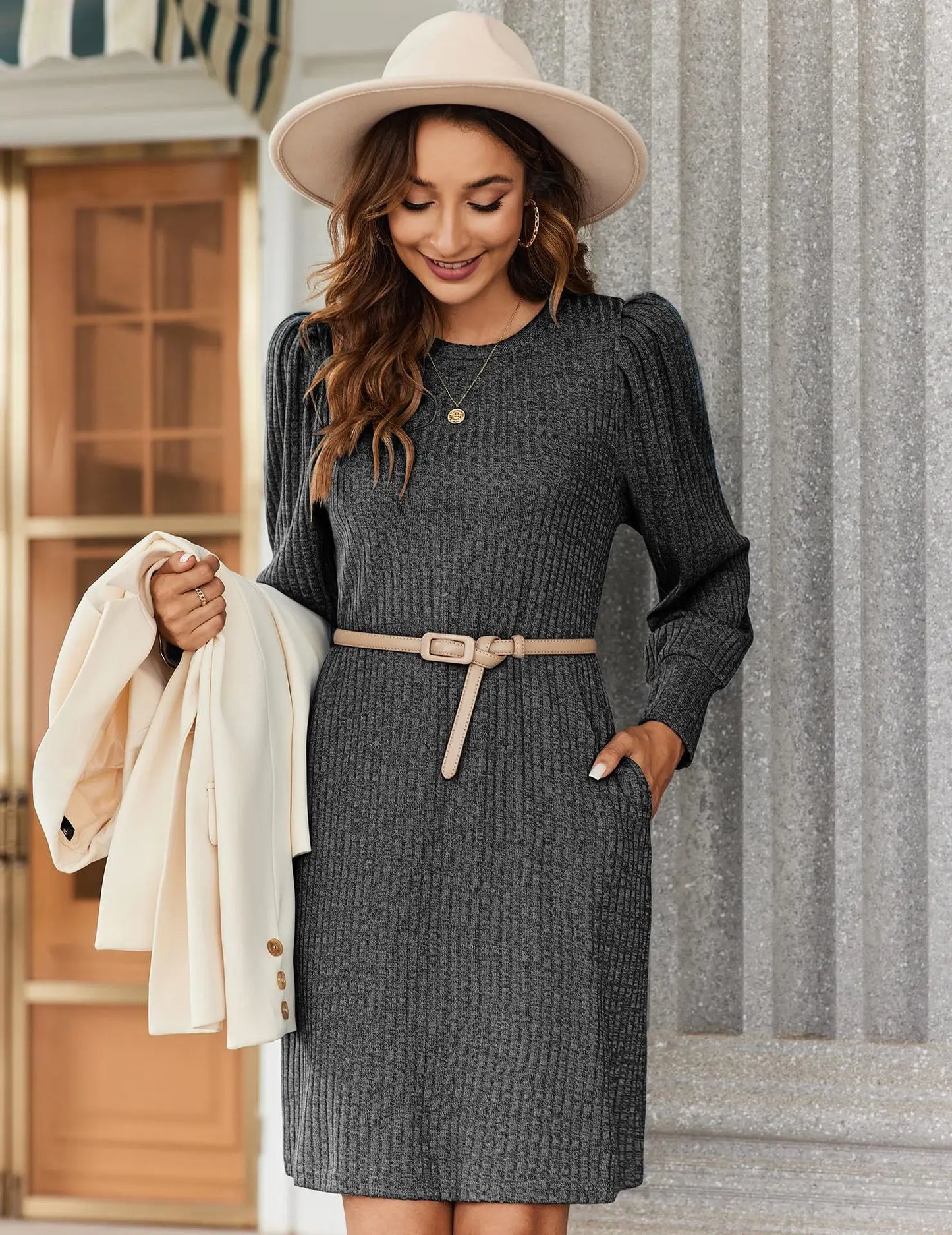 Ariana Sweater Bubble Long Sleeve Dress