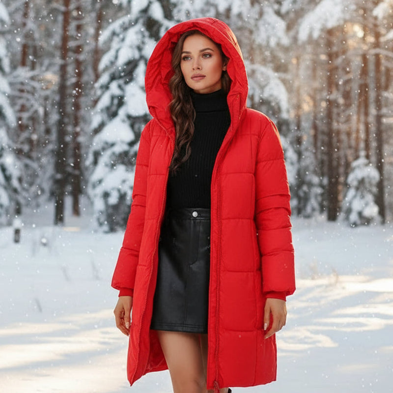 Evelyn Lang Ladies Long Hooded Puffer Coat