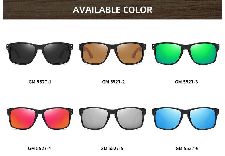 Simonie Rectangular Handmade Beachwood Frame Sunglasses