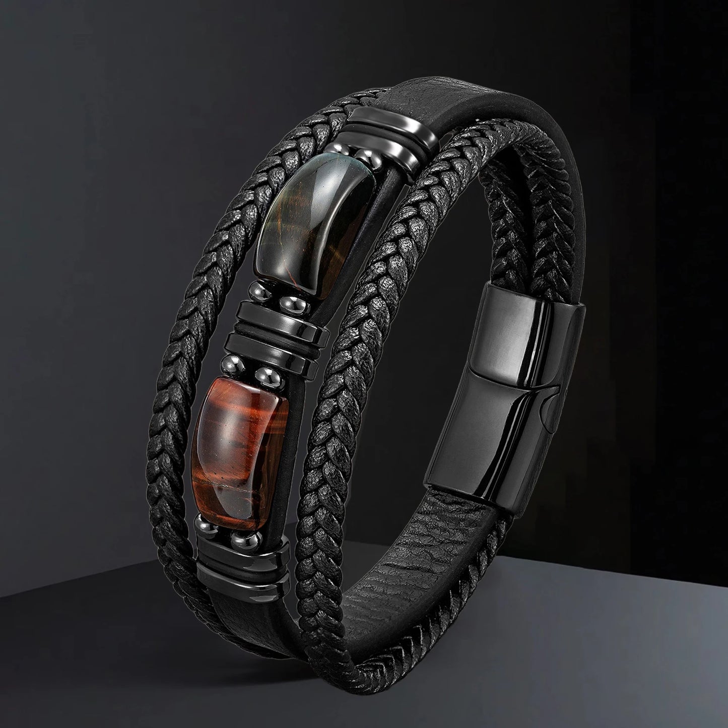 Bellamy Handmade Natural Stone Leather Bracelet