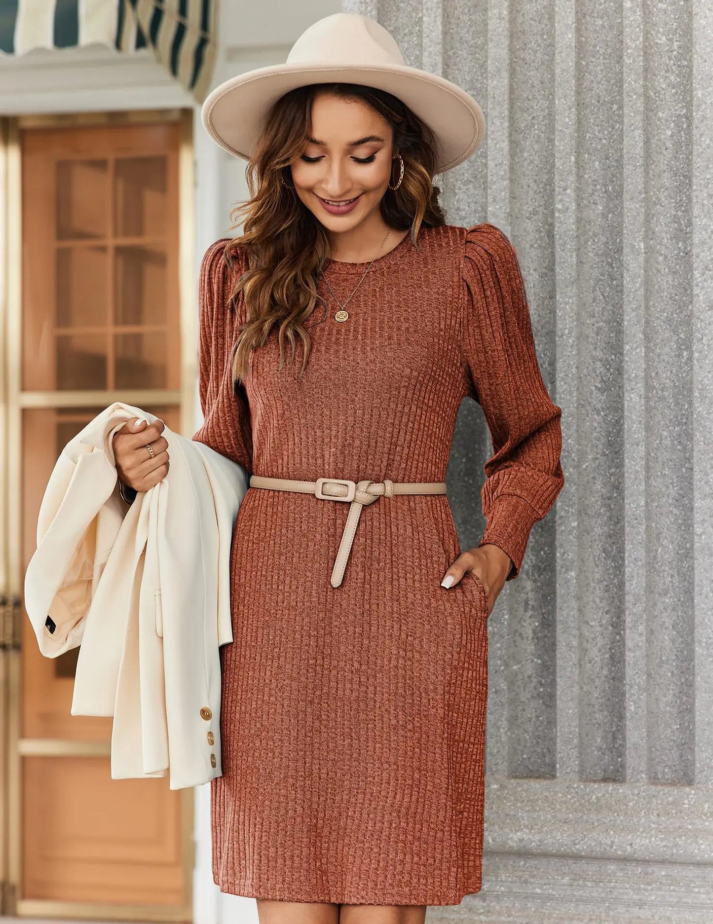Ariana Sweater Bubble Long Sleeve Dress