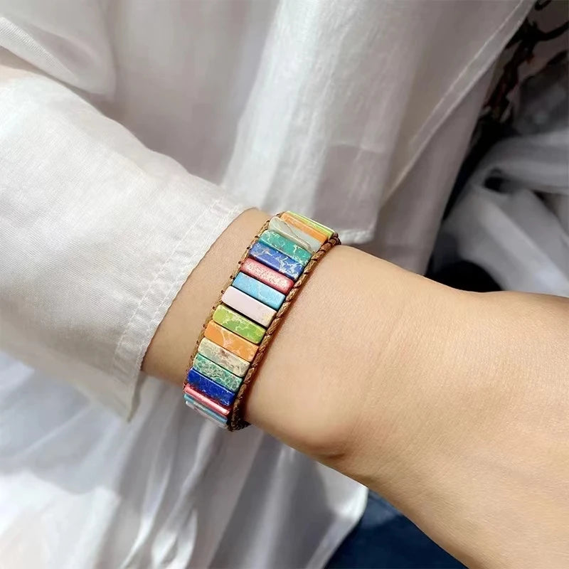 Bellamy Bohemian Colorful Natural Stone Rope Bracelet