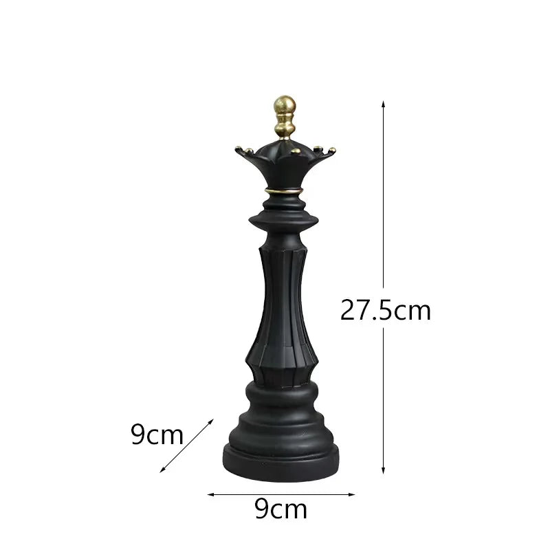 Black chess piece with measurements on a white background