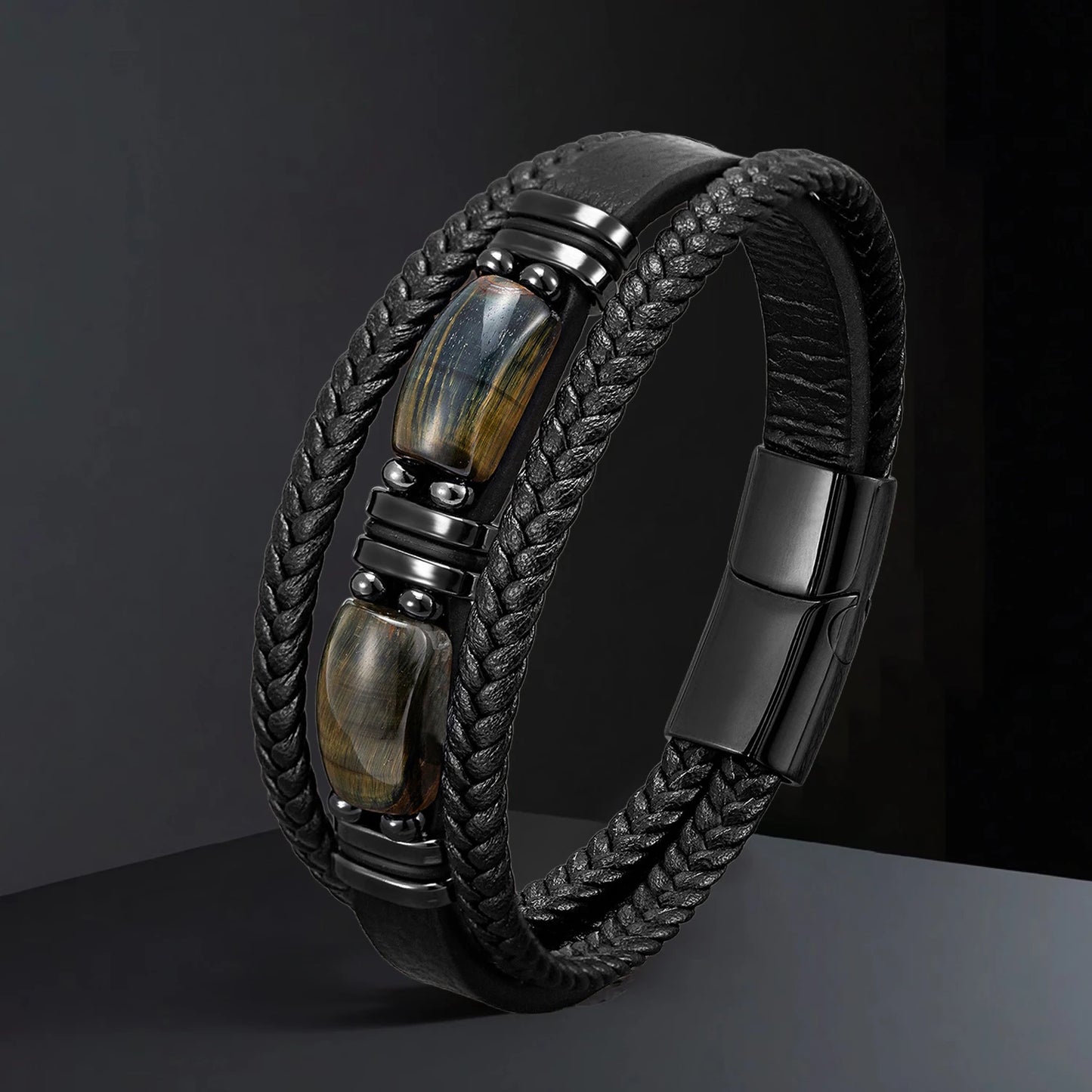 Bellamy Handmade Natural Stone Leather Bracelet