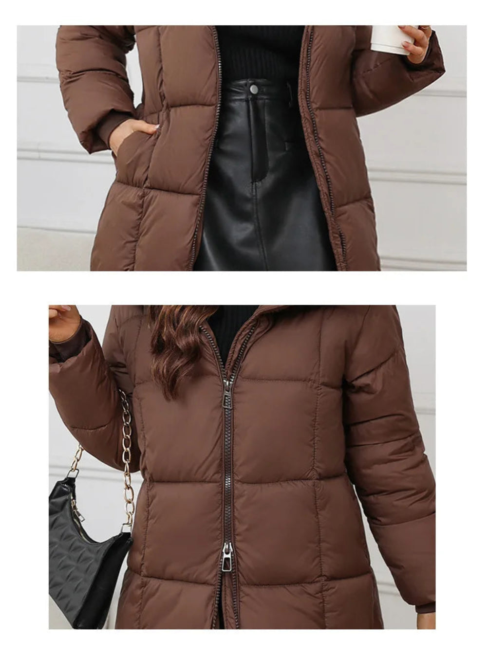 Evelyn Lang Ladies Long Hooded Puffer Coat