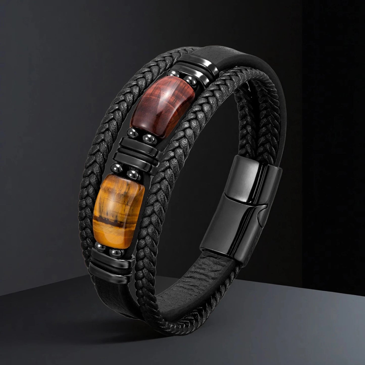 Bellamy Handmade Natural Stone Leather Bracelet