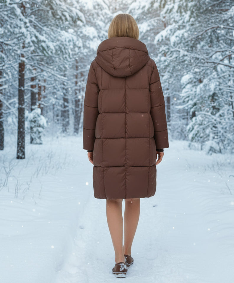 Evelyn Lang Ladies Long Hooded Puffer Coat