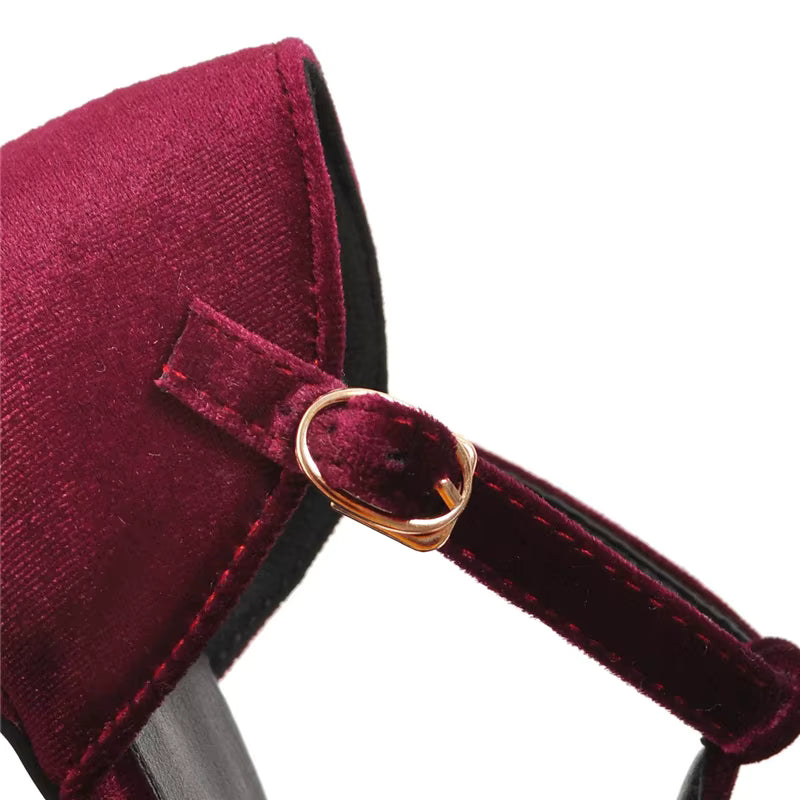 Tara T-Strap Velvet Shoes