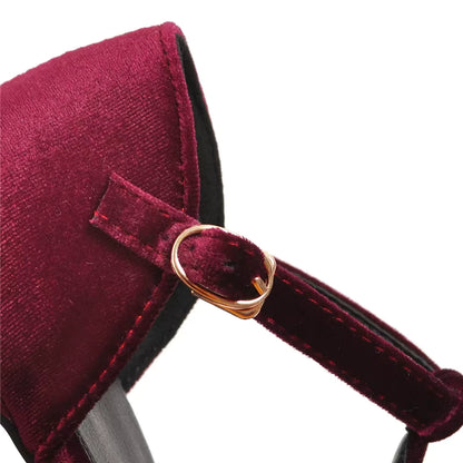 Tara T-Strap Velvet Shoes