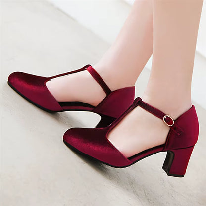 Tara T-Strap Velvet Shoes