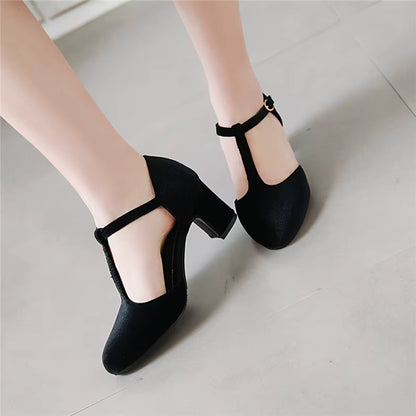 Tara T-Strap Velvet Shoes