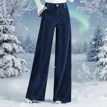 Blue striped pants on a gray background