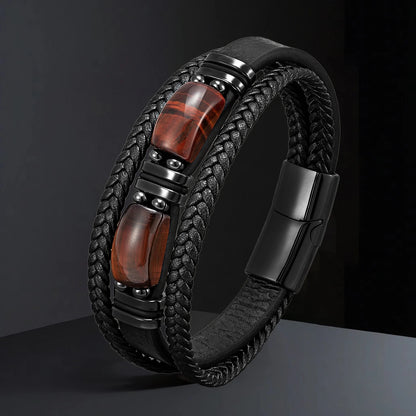 Bellamy Handmade Natural Stone Leather Bracelet
