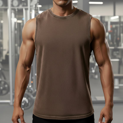 Brown sleeveless shirt on a white background