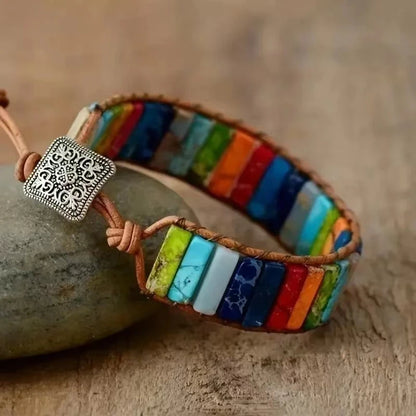 Bellamy Bohemian Colorful Natural Stone Rope Bracelet