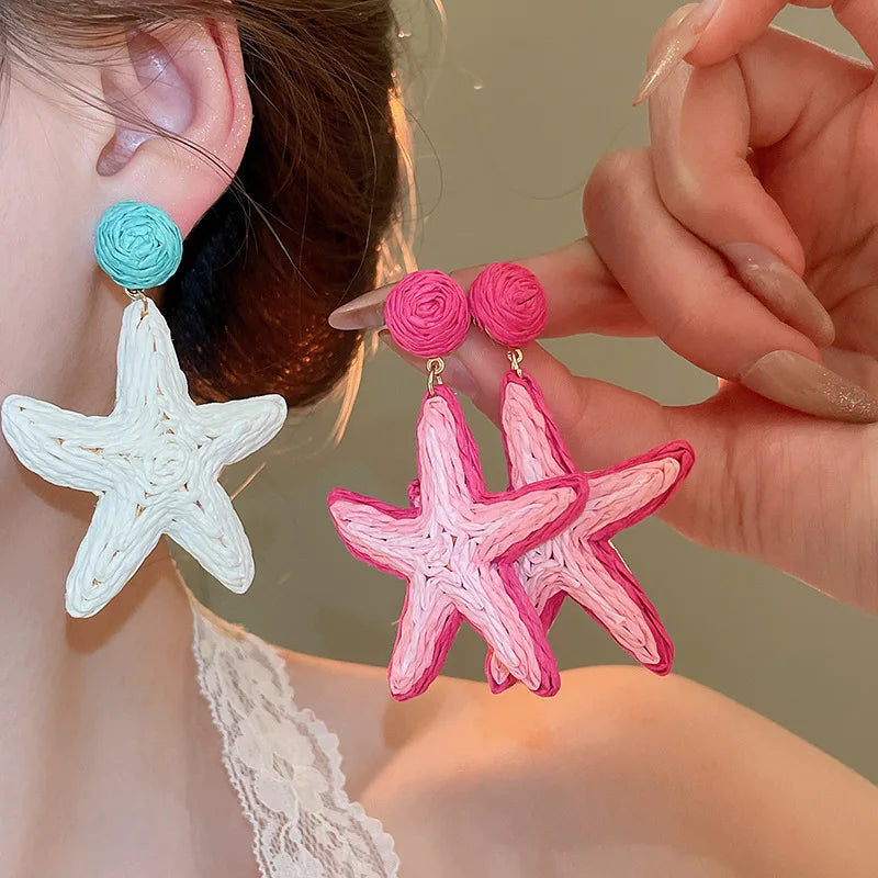 Raffia Starfish Earrings