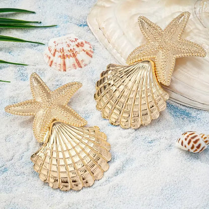 Starfish Shell Golden Earrings