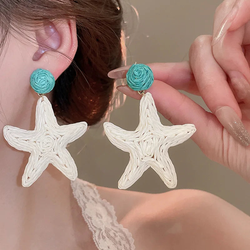 Raffia Starfish Earrings