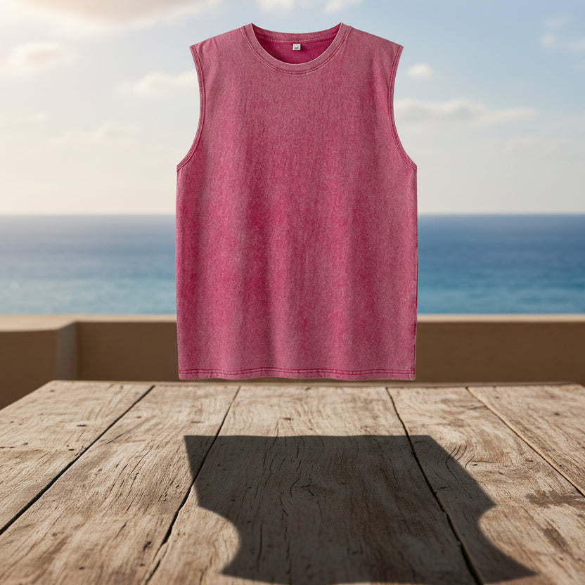 Red sleeveless shirt on a white background