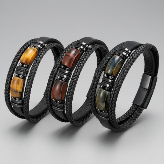 Bellamy Handmade Natural Stone Leather Bracelet