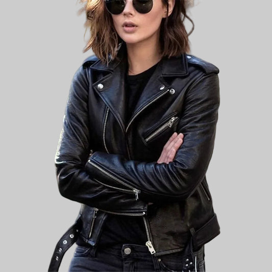 Caitlin Chic Rebel Faux Leather Zip Jacket