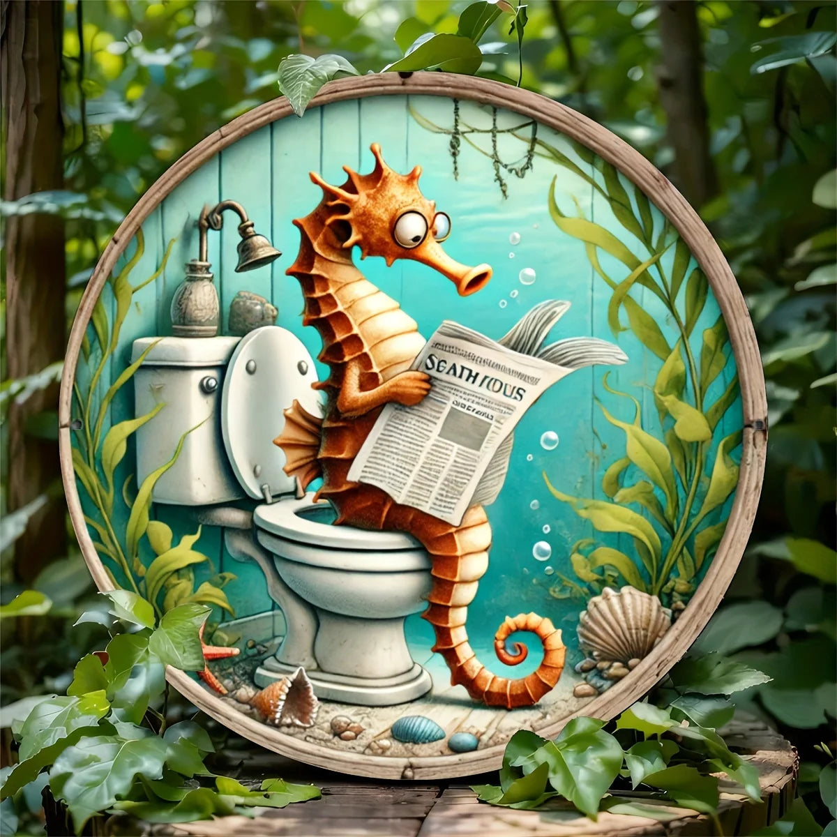 Seahorse Toilet Wooden Decor