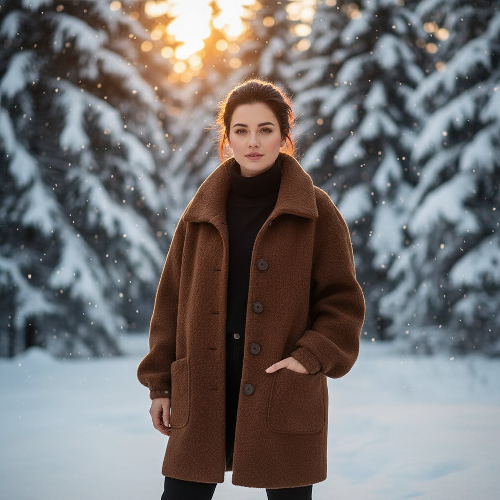 Diana Diamante Loose Plush Overcoat