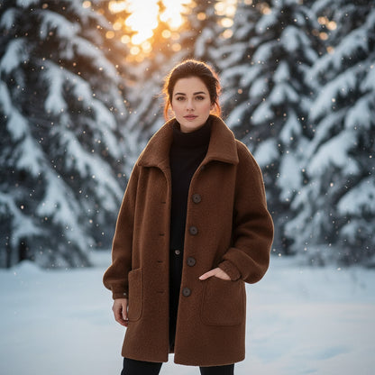 Diana Diamante Loose Plush Overcoat