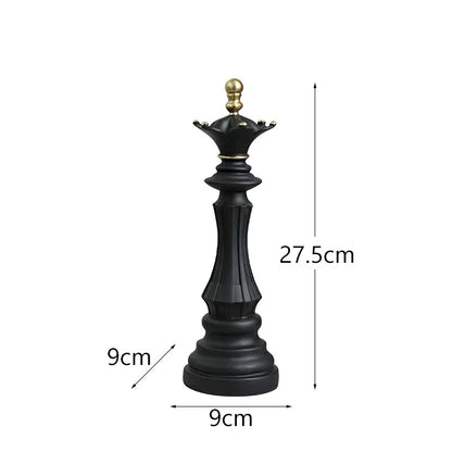 Black chess piece with measurements on a white background
