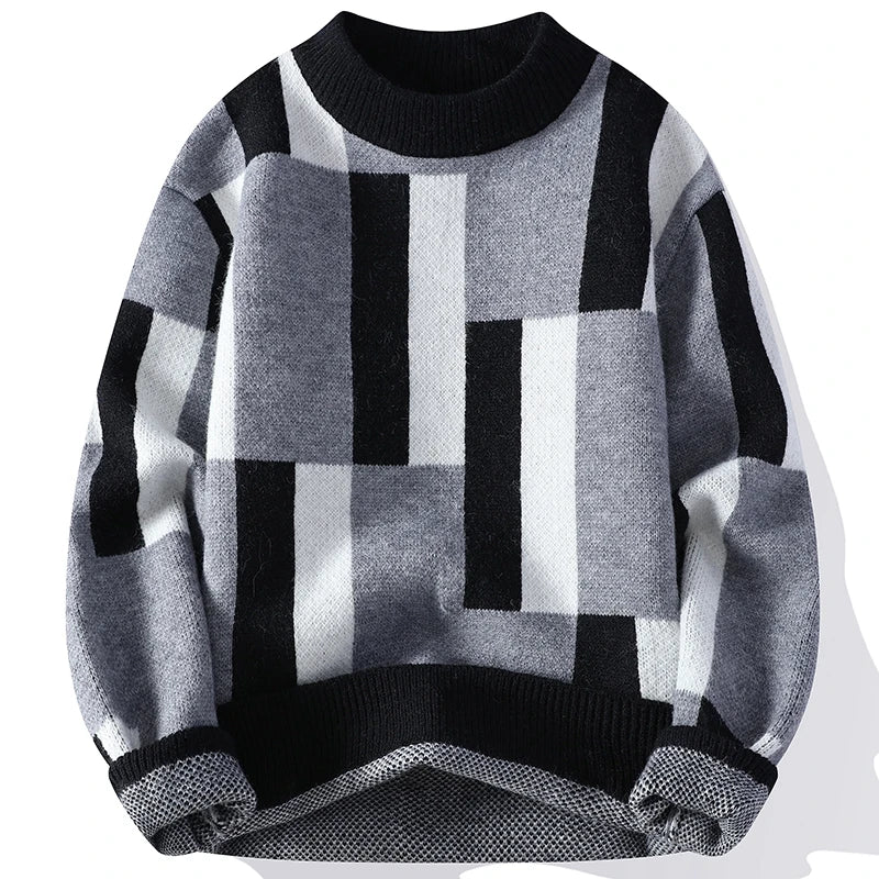 Black and white checkered sweater on a white background
