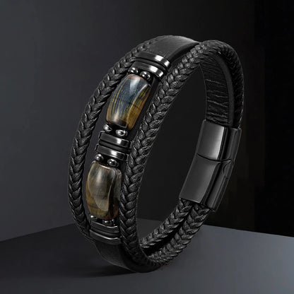 Bellamy Handmade Natural Stone Leather Bracelet