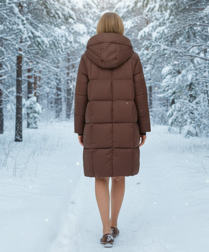 Evelyn Lang Ladies Long Hooded Puffer Coat