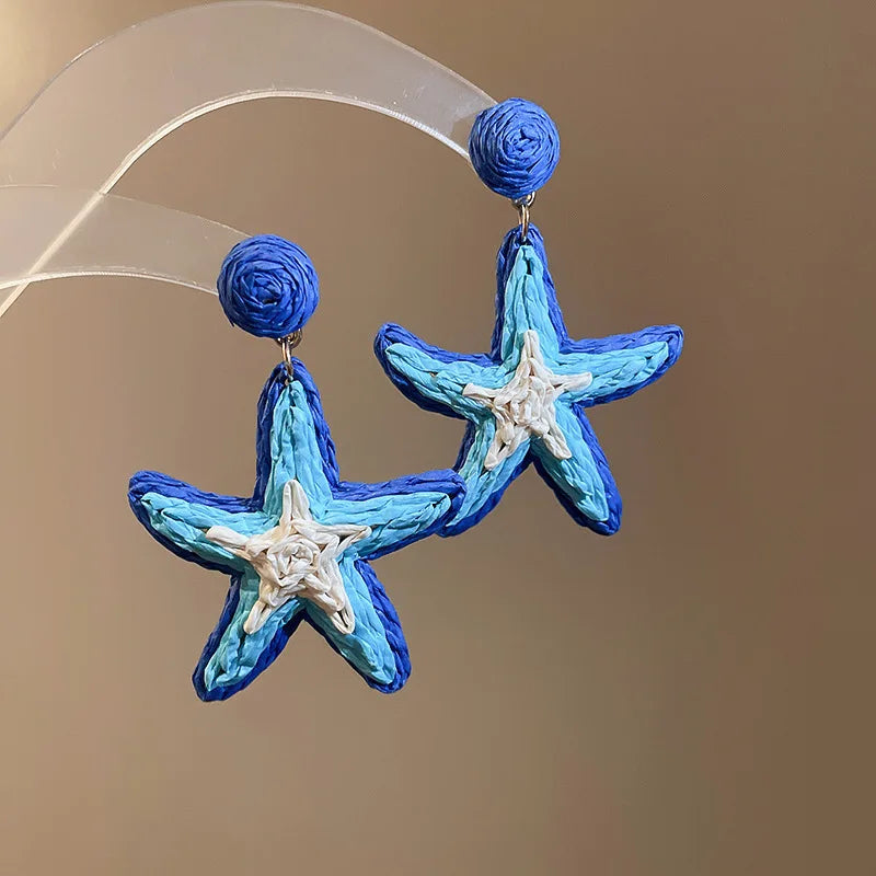 Raffia Starfish Earrings
